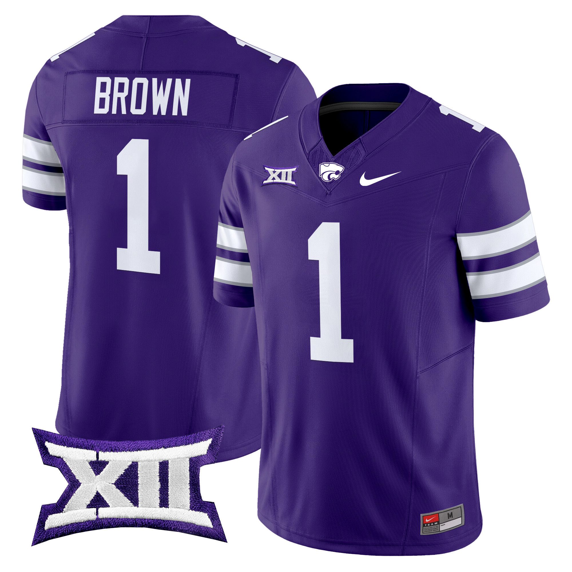 Men Kansas State Wildcats #1 Brown Purple Nike 2024 Vapor Limited NCAA Jersey style 1